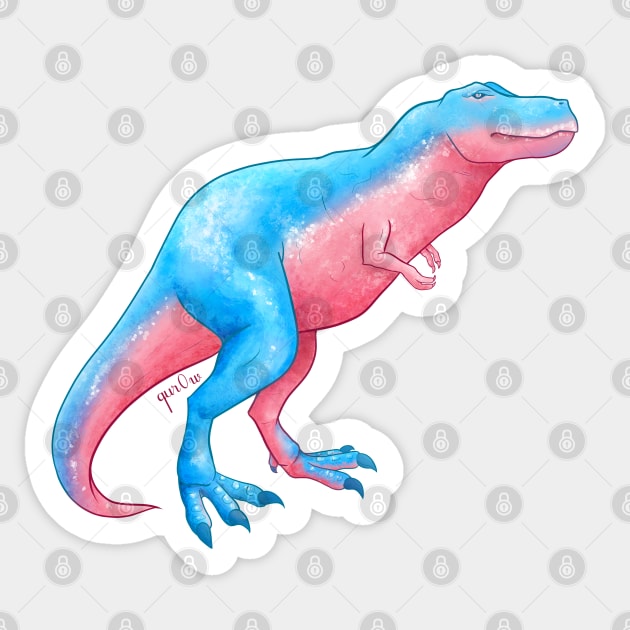 Transgender Pride Dinosaur Sticker by Qur0w